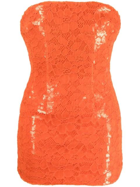 LaQuan Smith floral-lace strapless minidress