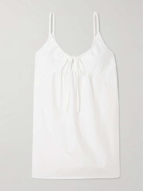 DEIJI STUDIOS Double V tie-detailed organic cotton-poplin mini dress White