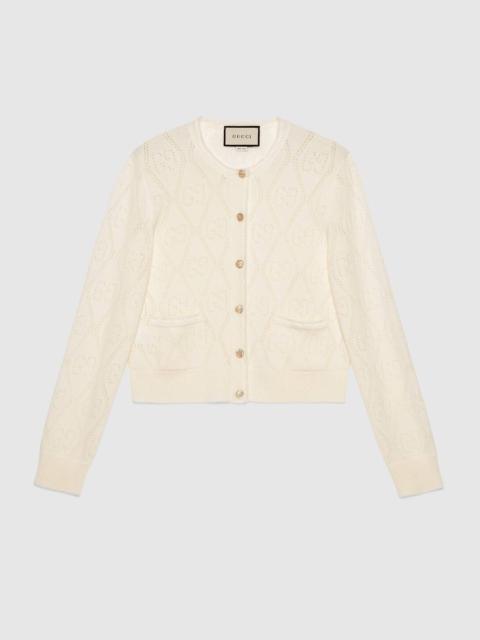 GUCCI GG perforated wool crop cardigan