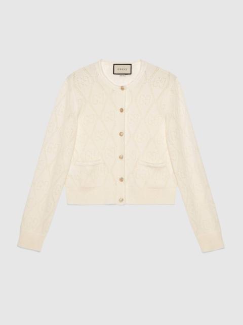 GG perforated wool crop cardigan