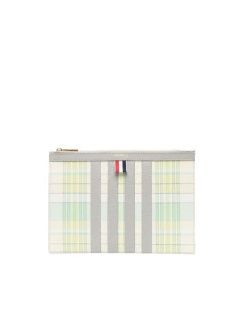 Thom Browne plaid-check print clutch bag