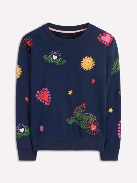 BODEN Rosa Embroidered Sweatshirt-Navy, Multi Embroidery