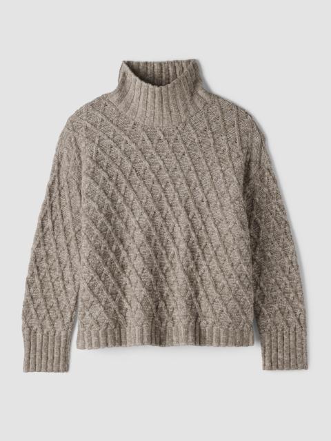 EILEEN FISHER Peruvian Cotton Boucle Fluff Turtleneck