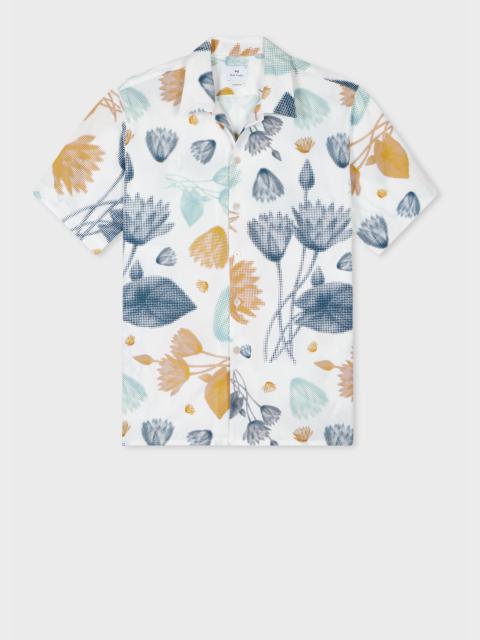 Paul Smith White 'Half Tone Floral' Cotton Short-Sleeve Shirt