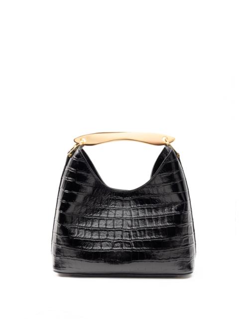 Elleme Small Boomerang Croco Embossed Leather Black