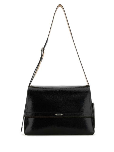 Alexander McQueen Alexander McQueen Croc-Embossed Leather Shoulder Bag — Black