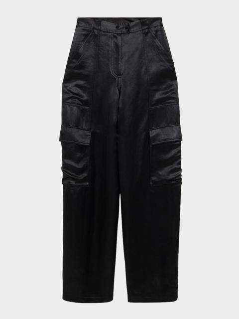 SIMKHAI Beatriz Faux Leather Wide-Leg Cargo Pants