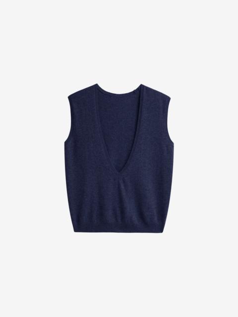 The Frankie Shop Lizan Deep V Neck Knit Vest - Dark Navy