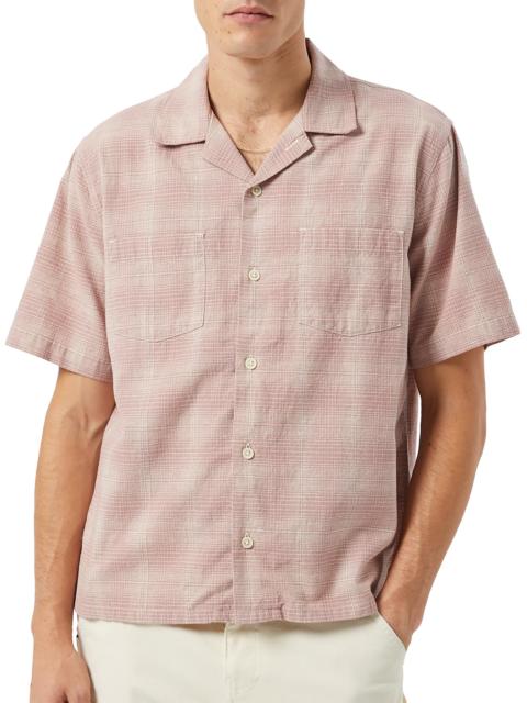 Corridor Men's Plaid Cotton-Linen Camp Shirt - Pink