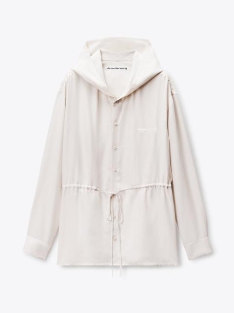 Alexander Wang Silk Ruched Waist Hoodie Dress