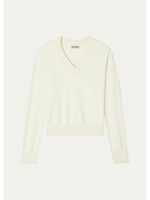 ÉTERNE Lennox Cotton-Cashmere V-Neck Sweater