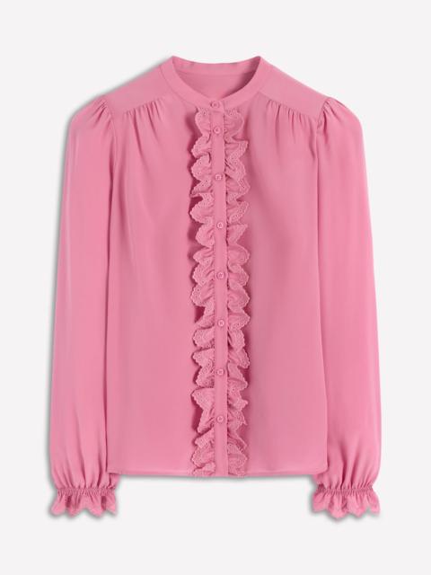 BODEN Alice Frill Front Silk Top-Pink Heather
