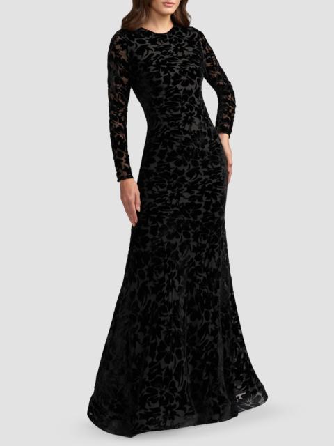 MAC DUGGAL Women's Floral Burnout Velvet Mermaid Gown - Black