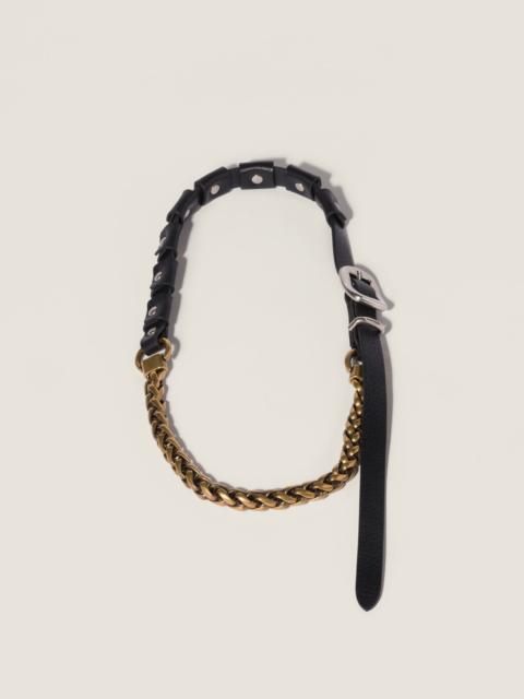 Miu Miu Metal and leather necklace