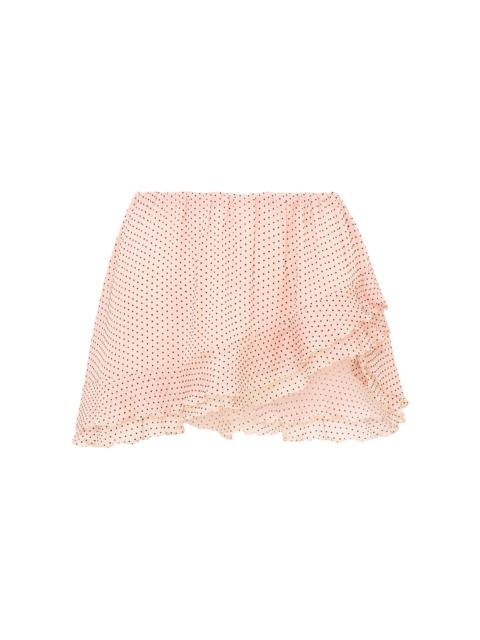 LoveShackFancy Renza Ruffled Chiffon Mini Skirt light pink