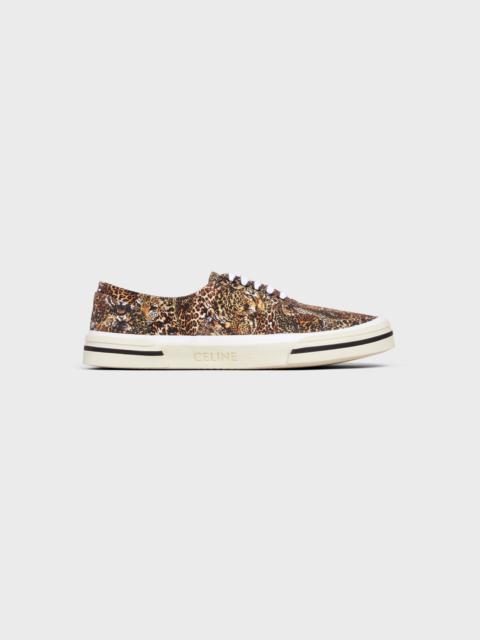 CELINE CELINE ELLIOT LOW LACE UP SNEAKER in TIGERS AND LEOPARDS PRINTED CANVAS