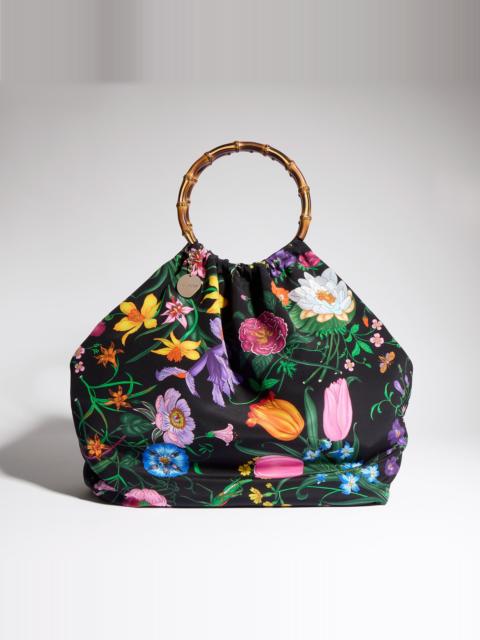 GUCCI Silk maxi tote bag with bamboo handle