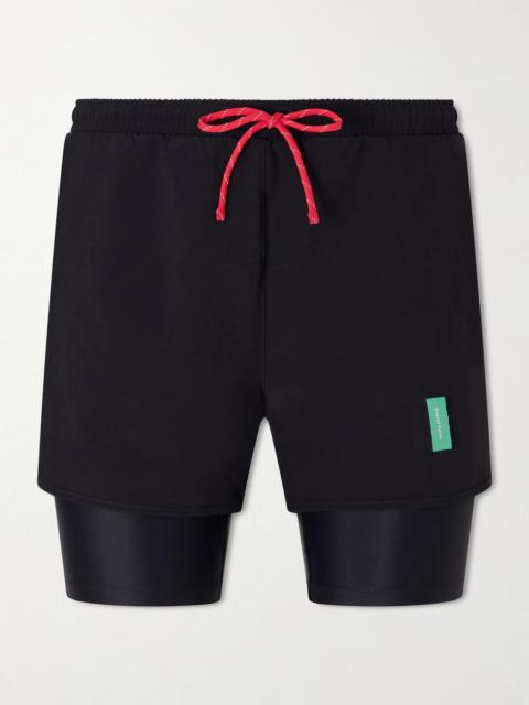 District Vision Straight-Leg Layered Logo-Appliquéd Shell Shorts