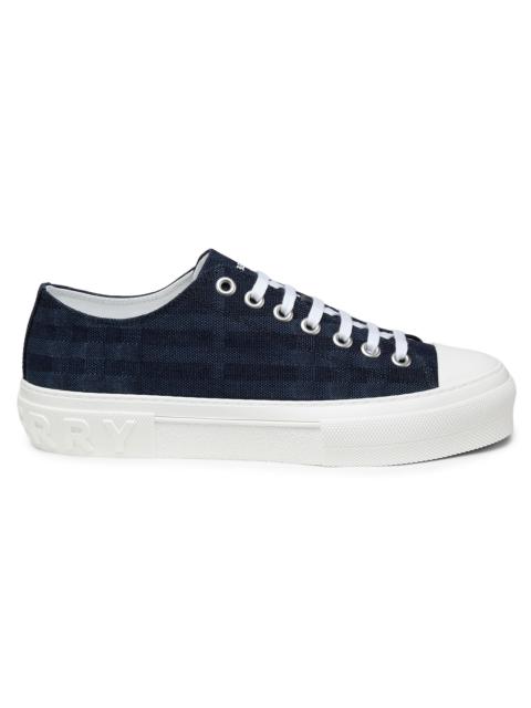 Burberry Men's Jack Check Denim Low-Top Sneakers - Navy
