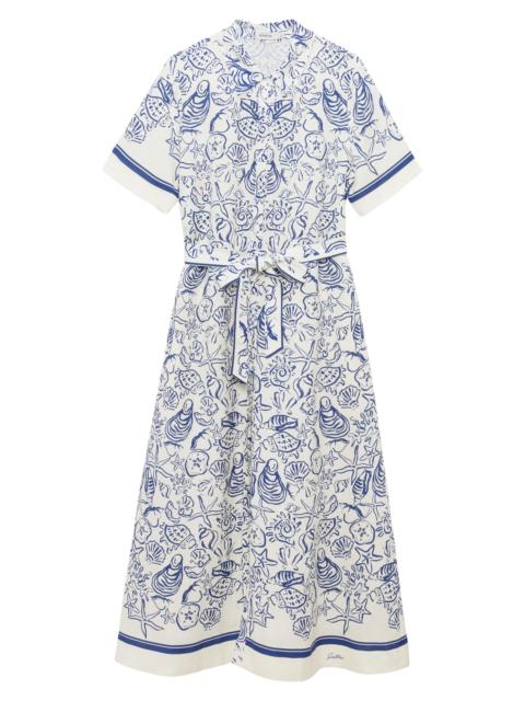 SIMKHAI Women's Audria Printed Linen-Blend Belted Midi-Shirtdress - Blueberry Multi