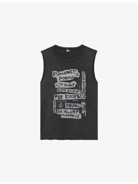 The Kooples Sleeveless Graphic-Print Cotton T-Shirt