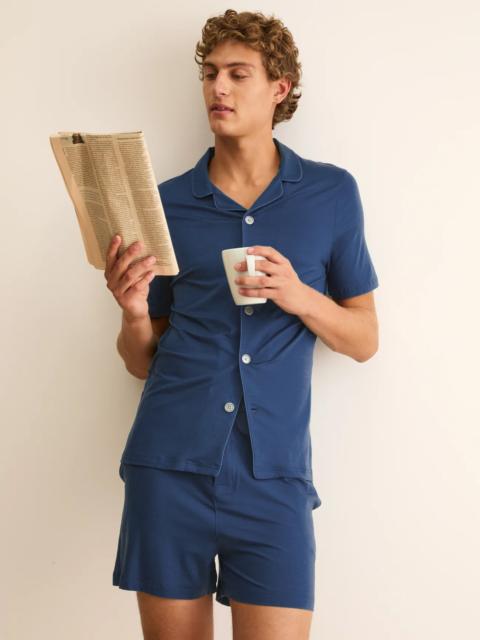 Derek Rose Basel Micro Modal Short Pajamas Navy Blue