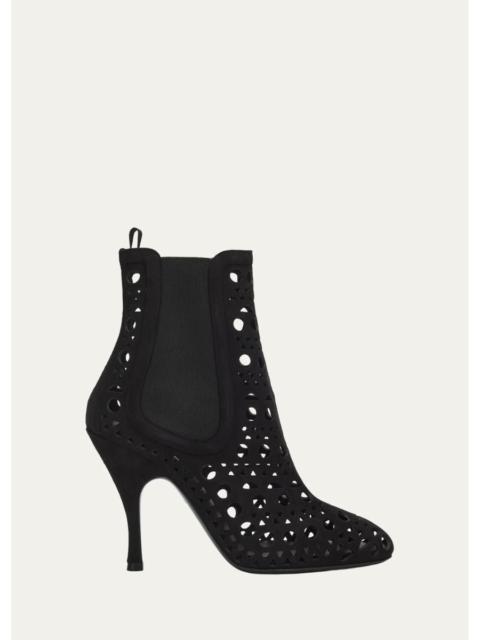Alaïa 100mm Vienne Lasercut Suede Booties