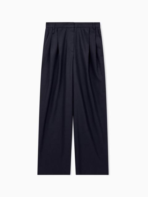 EMPORIO ARMANI PLEATED WOOL FLANNEL PANTS SIGNATURE CAPSULE