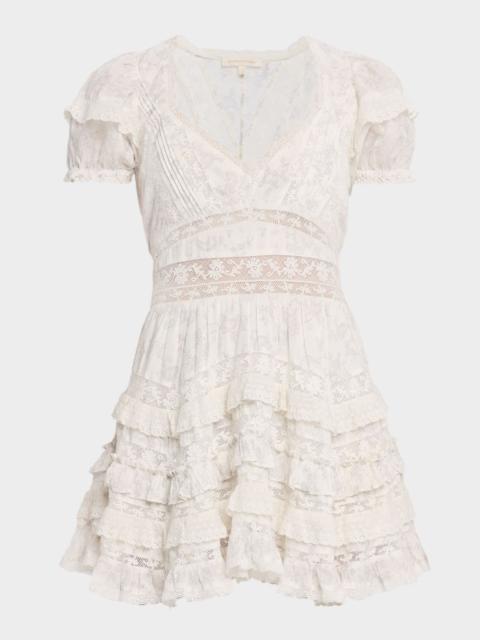 LoveShackFancy Nivara Lace Ruffle Mini Dress