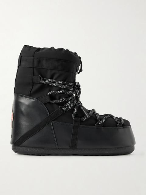 Moncler Grenoble + Moon Boot Icon Low Gaiter Padded Shell and Leather Snow Boots Black