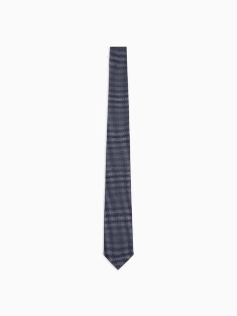 EMPORIO ARMANI Pure silk tie with jacquard micro-pattern