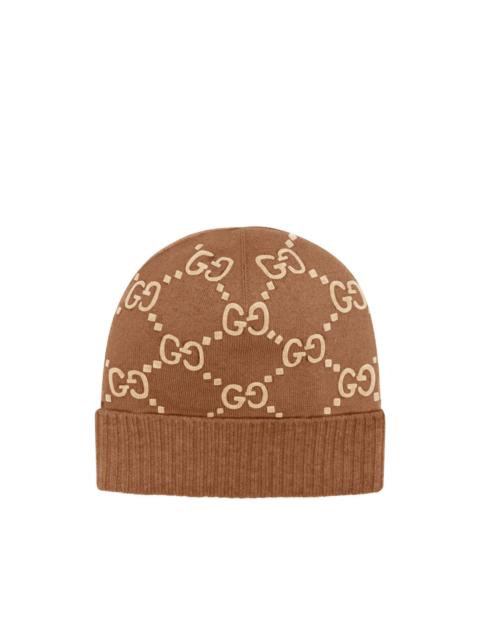 GUCCI GG logo-pattern beanie hat