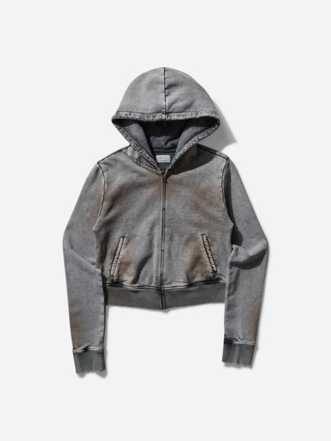 GUESS USA Women's Crystal-Embellished Zip Hoodie Dirty Tan Wash