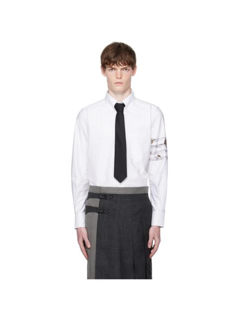 Thom Browne White Geese 4-Bar Pinstripe Oxford Shirt