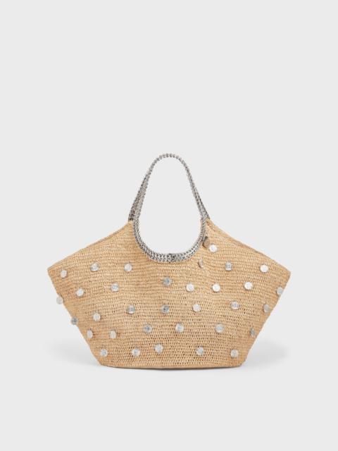 Paco Rabanne LARGE BASKET BAG WITH MEDALS IN RAFFIA