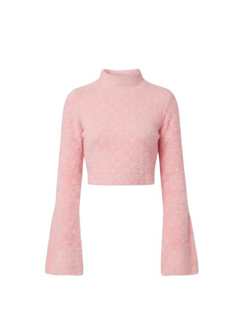 Marine Serre FLUFFY MOON JACQUARD KNIT HIGH NECK SWEATER