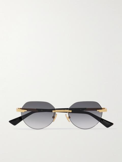 Bottega Veneta Rimless Round-Frame Gold-Tone Sunglasses