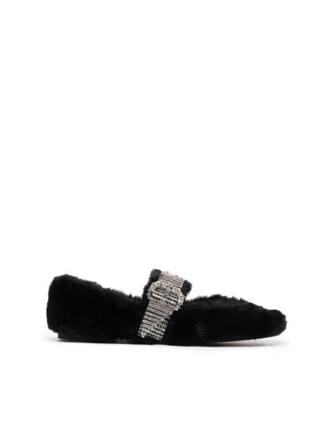 JIMMY CHOO Krista faux-fur ballerina shoes
