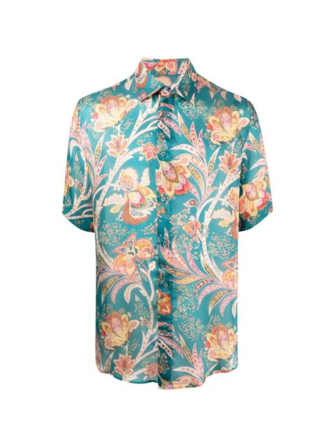 floral paisley-print silk shirt