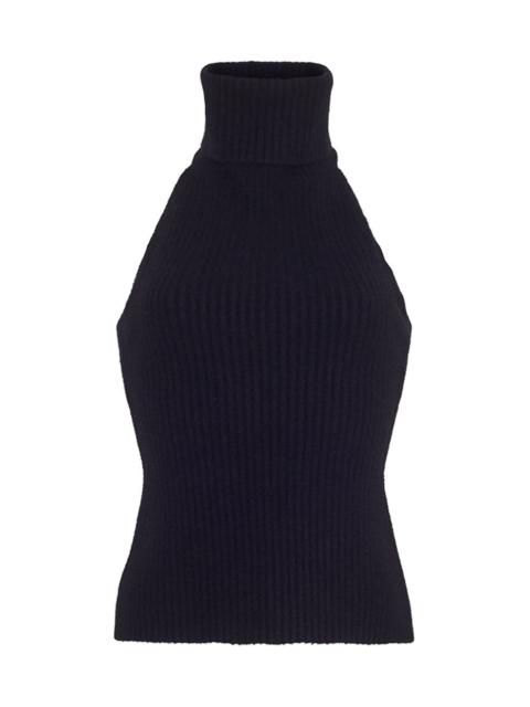 Cara Cara Samson Top
Statement Elegance: Form-Fitting Ribbed Knit Halter with an Open Back and Luxurious Overs