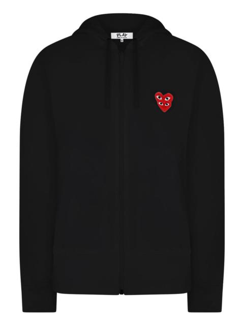 Comme des Garçons PLAY PLAY MENS DOUBLE HEART ZIP HOODY | BLACK/RED HEARTS