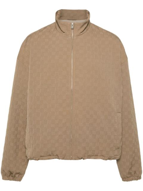 embossed-logo zip-up jacket