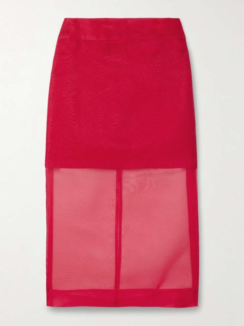 MARIA McMANUS Layered silk-organza midi skirt Red
