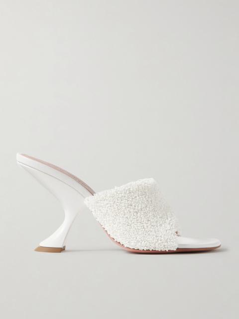 Amina Muaddi Taylor leather-trimmed raffia mules White