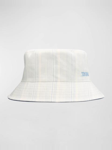ZEGNA Men's Reversible Striped Bucket Hat