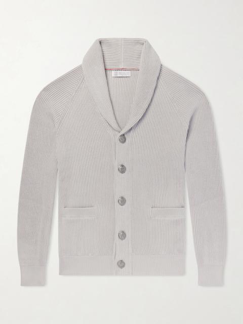 Brunello Cucinelli Shawl-Collar Ribbed Cotton Cardigan