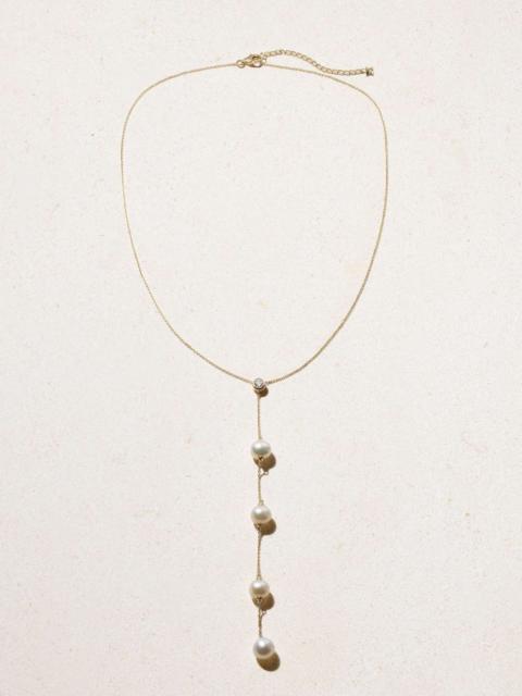 Drizzle 14-karat gold, diamond and pearl necklace