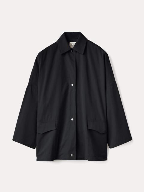 Washed cotton overshirt jacket black