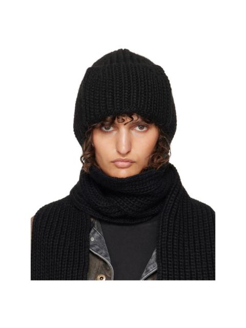 We11done Black Chunky Muffler Beanie