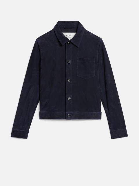 AMI Paris Suede Leather Buttoned Overshirt